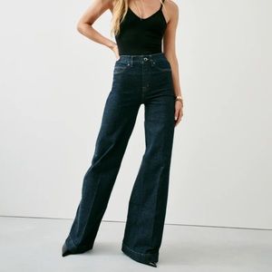 Spanx wide leg jeans in raw indigo wash